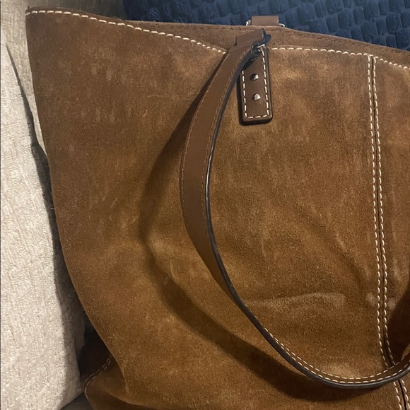 Michael Kors Brown Suede and Leather Tote Bag - Picture 12 of 16